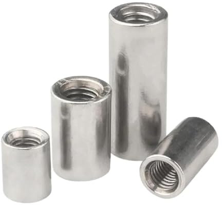 M3-M16 Edelstahl-Rundsäulenverbindungs-Kupplungsmutter, zylindrische Verbindungsmutter, 10 Stück, OD10xM5x10