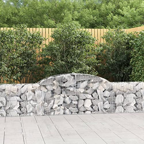 NQJIBUE Home Garden,Gewölbte Gabionenkörbe, 7 Stück, 300 x 30 x 60/80 cm, verzinktes Eisen