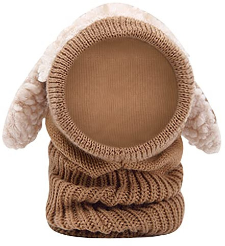 IQYU 3 Druck, Kinder, Wollschal, Baby, Mädchen, Coif Hood, Winter, warme Kindermütze Mütze Neugeborene Winter (Brown, One Size)