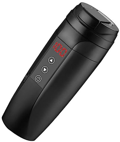 PRETYZOOM Taza Eléctrica Para Coche De Acero Inoxidable Con Pantalla Temperatura Termo Calefactor Portátil Para Bebidas Calientes Viaje Para Café Té y Sopa