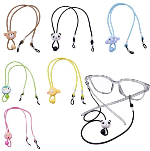 CATOR 6 Pièces Cordon Lunettes pour Garcon Fille, Corde de Lunettes Réglable Universel vec Crochets Clip Cordon Masque, Lunettes de Soleil Cordon et Lunettes Sport