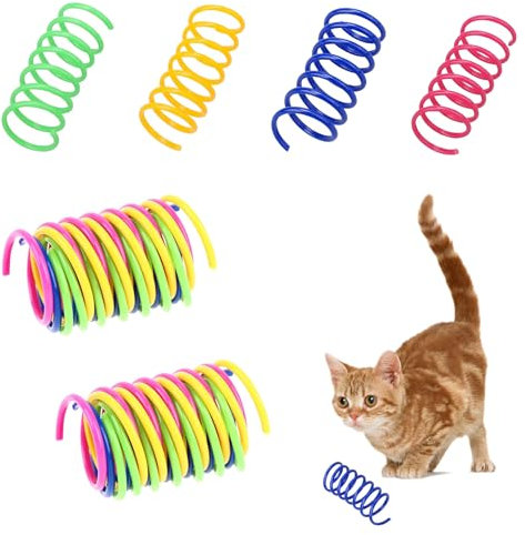 40 Stk Katzenspielzeug Spirale,Bunte Spirale Spielzeug Katzenspielzeug Set,Spiralen Katzen,Interaktives Haustier Spiral-Spielzeuge Katzen,Kunststoff-Spiralfedern,Cat Spring Toys,Beschäftigung Kätzchen