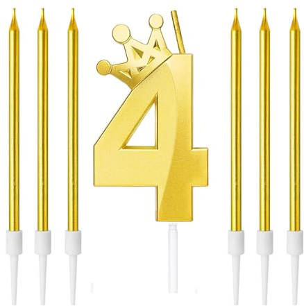 Zwenjuan Juego de Velas de Cumpleaños,Vela número 4 con 6 Velas Largas,Velas de Cumpleaños para Pastel para Cumpleaños Aniversario de Bodas Fiesta de Graduación Decoraciones de Fiesta de Cumpleaños
