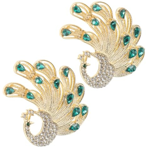 Veemoon 2 Stück-pack Strass Pfau Broschen aus Zinklegierung Kleiner Sicherheitsnadeln Schmuck für Damenkleidung Pullover und Schalclips für Hochzeit und Selbstgemacht