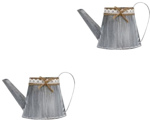 Warmhm Vintage Metall Gießkanne Blumenvase Im Shabby Chic Stil - Rustikale Tischdeko Für Innen Und Außen - Ideal Für Garten Balkon Und Partys Kessel Form Mit Griff Für
