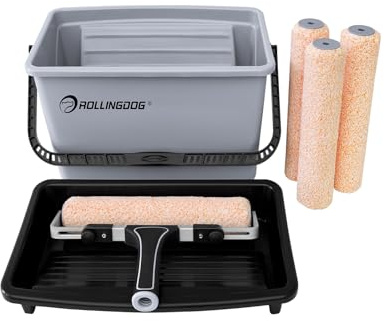 ROLLINGDOG Lot de 7 rouleaux de peinture de 30,5 cm – Kit de peinture complet pour usage domestique et professionnel, comprend un rouleau réglable et des housses en microfibre