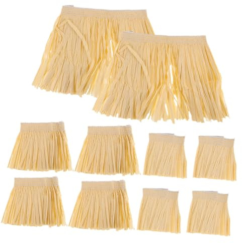 BESPORTBLE 2ensembles Costume Hawaïen Unisexe Jupe De Raffia Avec Franges Parfait Pour Performances De Scène Fêtes Thématiques Pour Hommes Et Femmes