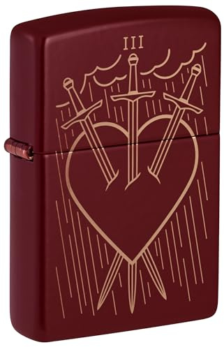 Zippo Mechero Resistente al Viento - Luck/Fortune - Merlot Grabado con láser - Recargable - Reutilizable - Diseño Resistente al Viento - Caja de Regalo - Fabricado en Estados Unidos