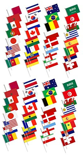 JOINPAYA 64pcs England Flag Small Handheld Football Match Waving Flag Patriotic Decorations