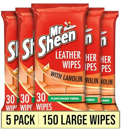 Mr Sheen Leather Wipes With Lanolin For Jacket & Sofas Pack Of 30 Wipes Pack of 5 (Total 150)