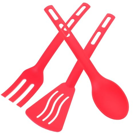 GLEAVI Set Ustensiles Cuisine Rouge Résistants Haute Température Spatule Cuillère Antiadhésive Polyvalent Pour Poêle Et Wok
