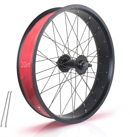 HZXQCVB Set di Ruote per Bici da Neve/Spiaggia 20/24/26 X 4,0 Ruote Posteriori per Bici Fat Ruota Anteriore Freno A Disco per E-Bike Albero Solido da 135/195mm Mozzo 36H per 7-10s(20in Front A)