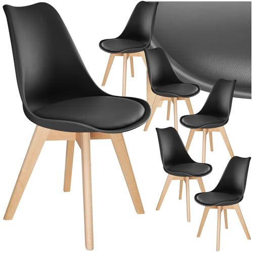 tectake® Esszimmerstühle 6er Set, Stühle mit Schalensitz, Küchenstühle modern, Essstühle, Wohnungseinrichtung skandinavisch für Wohnzimmer, Esszimmer, Küche und Büro - schwarz, 6er Set