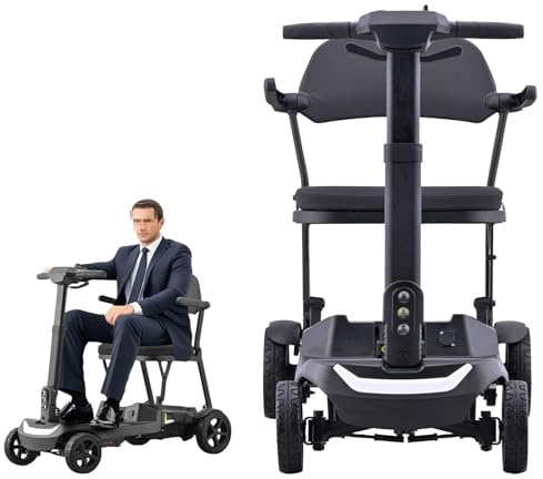 HZWJD 4-Rad-Elektro Mobilitätsroller Für Erwachsene,Aluminium Elektrischer Rollstuhl Scooter,Herausnehmbare Batterie,Tragfähigkeit 100Kg,Für Reise,Erwachsene,Ältere A
