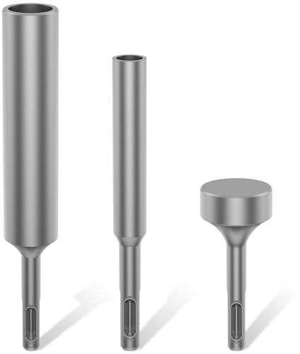 3PCS SDS Plus Ground Rod Driver, Professional SDS Plus Ground Rod Bits Driver Socket for Commercial Industrial, Heavy Duty Steel Drill Bit Driver Socket for Rotary Hammer Drill Grounding Rods