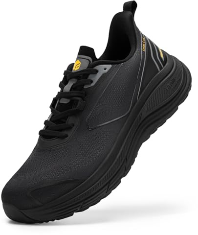 FitVille Wide Fit Running Shoes for Men with Arch Support, Lightweight Cushioning, Slip-Resistant Outsole, Comfortable Road Walking Trainers