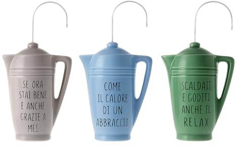 mille idee Evaporatore in Ceramica per Termosifone a Forma di Caraffa – Set 3 Assortiti – Umidificatore Decorativo da Calorifero 12 x 4 x H 16 cm – Ideale per Diffondere Umidità e Profumo in Casa