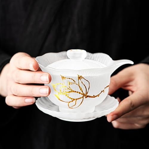 LEEDJUINE Tazza da tè Gaiwan in vetro smerigliato, 160 ml, resistente al calore antico Kung Fu tè set ciotola da tè