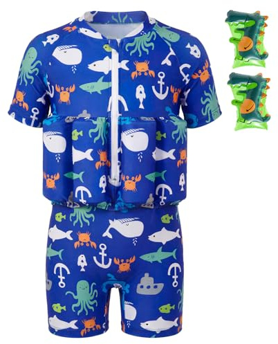 Summshall Toddler Swimsuit with Floatation, Baby Boys Girls Floating Bathing Suit Floatie Swim Suit for Summer Beach