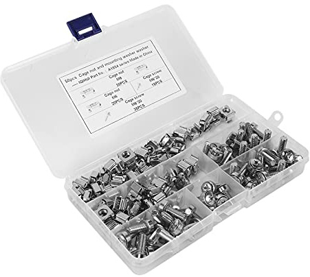 Buhdjfnke 50 Juegos de Tuercas Hardware de Orificio Cuadrado M6 y Tornillos de Montaje Arandelas para Bastidor y Gabinete de Servidor (M6 X 20Mm) (Tuerca de Jaula de Arandela de Tornillo)