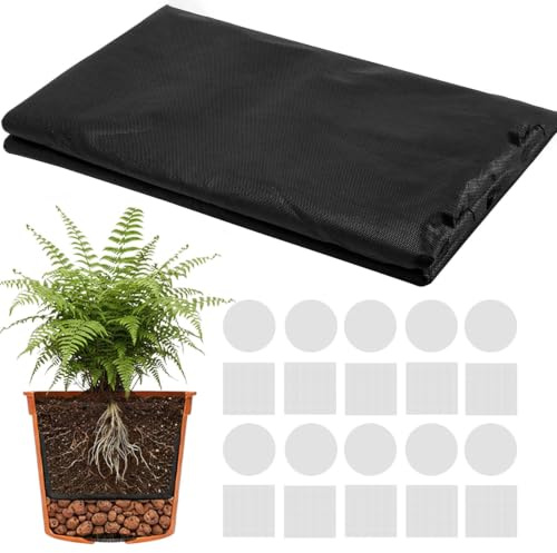 Jiuyaoyaoyao 2M x 1M Tela Filtrante para Maceteros - Cortable Antiraíces Antimalas Hierbas, 200g Tela Drenante para Jardineras, Filtro para Macetas y Floreros, con 20 Piezas Rejillas Drenaje
