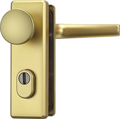 ABUS Tür-Schutzbeschlag KKZS700 F3 mit Zylinderschutz, 08964 | Kurzes Abdeckschild, Türklinke innen & starrer Knopf außen, Vierkant 8 mm, Achsabstand 72 mm