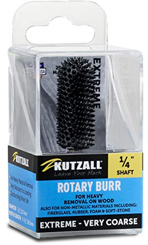 Kutzall Extrem Kugelkopffräser, 1⁄4 Shaft, Sehr Grob - Holzbearbeitungswerkzeug für Bosch, DeWalt, Milwaukee, Makita. Schleifmittel Wolframkarbid, 3⁄8 (9,5mm) Dia X 1-1⁄2 (38.1mm) Länge BNX-12X112C