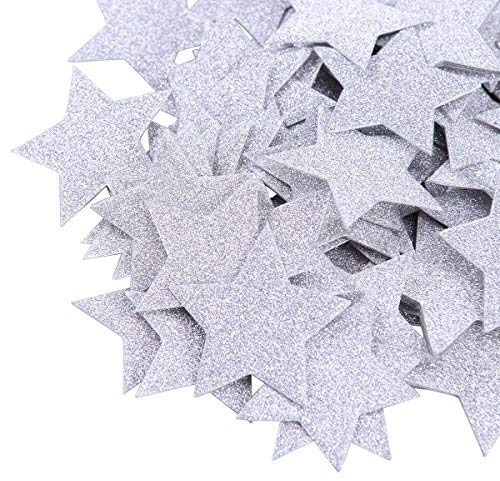 ROSENICE Konfetti mit Glitzer-Sternen, für die Dekoration von Partys, Sternen, Silber, 100 Stück