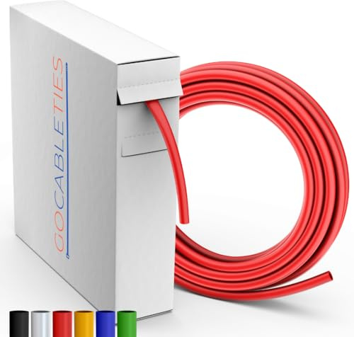 Gocableties Hochwertige Schrumpfschlauch 2:1 Rot 9,5 mm x 7 m | Schrumpfverhältnis 2:1, wasserdicht, Kabelisolierung und -markierung