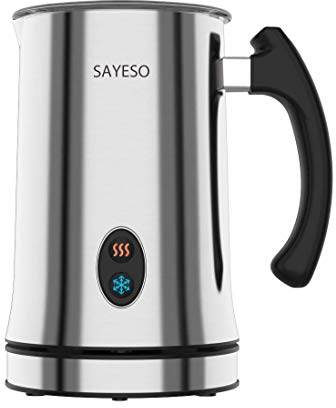 Milk Frother, SAYESO Electric Milk Frother and Warmer with Hot Cold Functionality, Stainless Steel Foam Maker, Automatic Shut-Off Milk Steamer for Coffee, Latte, Cappuccino and Macchiato (Silver)