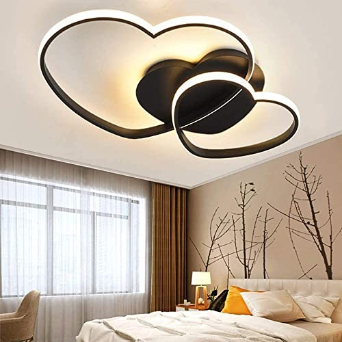 GHY LED Deckenleuchte Modern Liebe Herz Design Deckenlampe Warme Romantische Kronleuchter Acryl Schirm Deckenlicht Wohnzimmerlampe Esszimmer Schlafzimmer Küchen Flur Lampen,Schwarz
