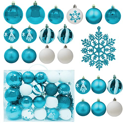 Joiedomi 50 Stück Weihnachtsschmuck, blaue und weiße Weihnachtsschmuck, sortiert, Party-Dekoration im Innenbereich, Weihnachtsbaumschmuck und Veranstaltungen (blau und weiß)