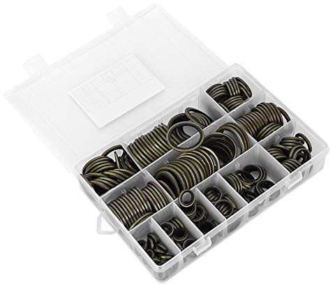 mumisuto Dichtringe für Ölablassschrauben, 240 Stück, Metall-Gummi-Dichtung, Ölring, 6-30mm, Bronze