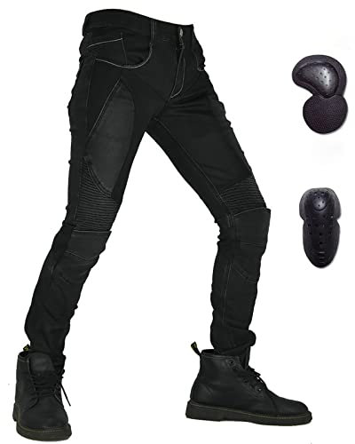 CLSQLXYJZC Jeans protettivi da Donna, con Armatura Rimovibile e Pantaloni da Moto Anti-Goccia Multitasche, Pantaloni protettivi da Moto da Esterno con Fodera di Protezione per Le Donne