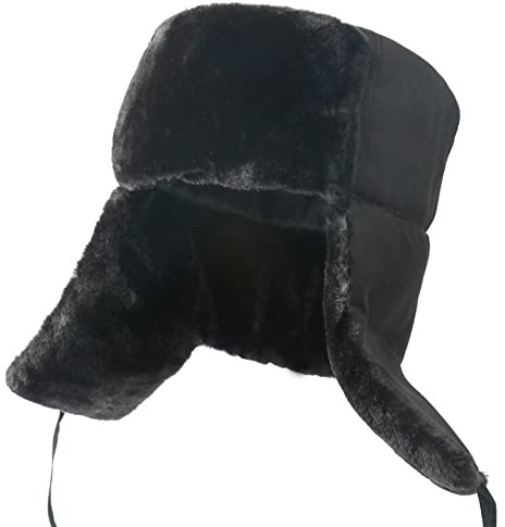 Russische Mütze Uschanka-Mütze Für Herren Mit Ohrenklappen, Damen-Wintermütze, Warme Bomber-Kunstpelz-Russische Mützen Für Damen, Ski-Schnee-Hüte, Schwarz, Schwarz, Einheitsgröße