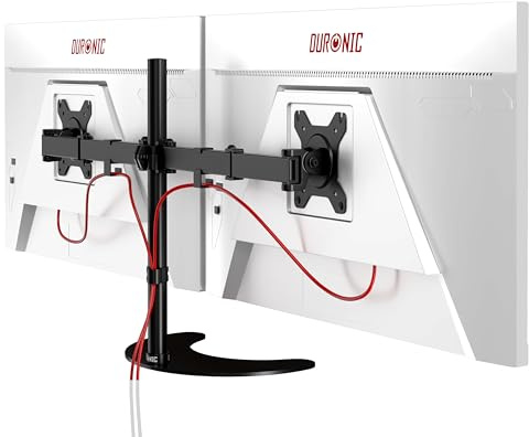 Duronic Dual Monitor Stand DM15D2, Double Monitors Arm Desk Mount for Two 13-27” PC Screens, Height Adjustable Monitor Mounts with VESA 75 100, Monitors Riser for Home Office Work Desk