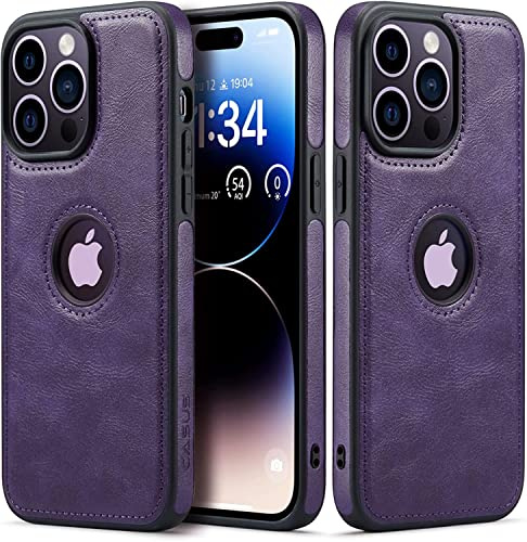 Sibada Custodia per iPhone 14 Pro Max, iPhone 14 Pro Max Case, Logo View compatibile con pelle vegana Slim Premium Classic Luxury Elegante Cover sottile, progettata per iPhone 14promax - Viola