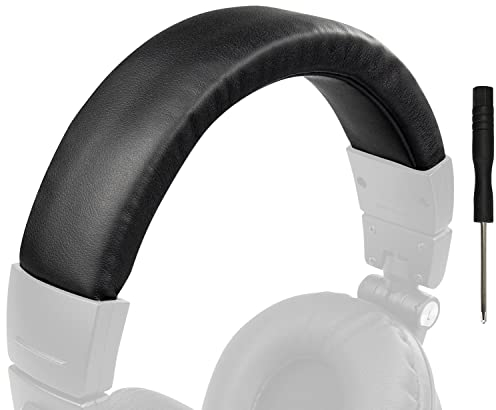 SOULWIT Protein Leather Headband Cover for Audio Technica ATH M50, M50X, M50XWH, M50XBT, M50XBT2, M50S/LE Headphones, Replacement Headstrap Pad Repair Part (Black)