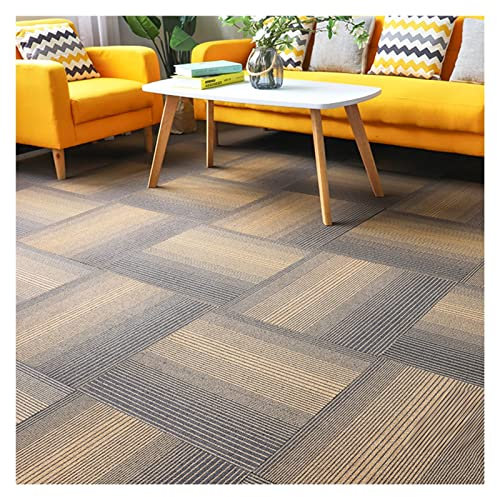 YJEUZCD Läufer Teppiche Flur, Rutschhemmend PVC-verstärkt Büro Boden Stick Teppichfliesen, Waschbar Hohe Dichte Lichtbeständig Wohnbereich Kommerzieller Teppich, 50x50cm (Farbe : Braun, Größe : 4pcs