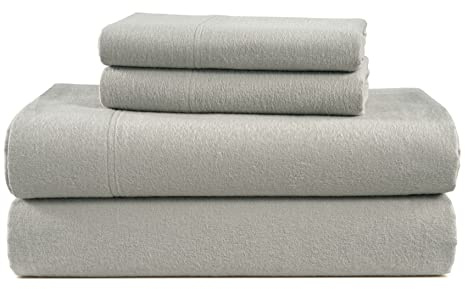 LANE LINEN 100% Cotton Flannel Sheets Set - Flannel Sheets California King Size, 4-Piece Bed Sheets - Lightweight Bedding, Brushed for Extra Softness, Breathable, Fits Upto 16 Mattress - Silver
