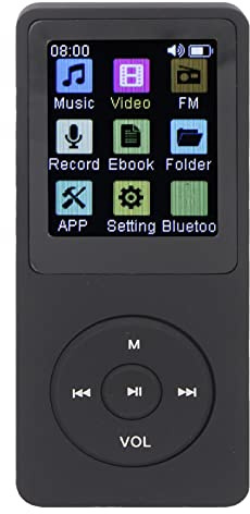 MP3-Player, Musikplayer mit Bluetooth 5.0, Eingebauter Lautsprecher/Foto/Videowiedergabe/Voice Recorder/E-Book-Reader, Unterstützt Bis zu 64 GB, 1,8-Zoll-Musikplayer Im