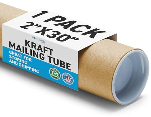 MagicWater Supply Mailing Tube - 2 in x 30 in - Kraft - 1 Pack - for Shipping and Storage of Posters, Arts, Crafts, and Documents