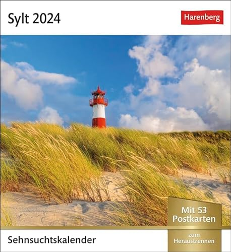 Sehnsuchtskalender Sylt - Kalender 2024 - Harenberg-Verlag - Postkartenkalender mit 53 heraustrennbaren Postkarten - 16 cm x 17,5 cm
