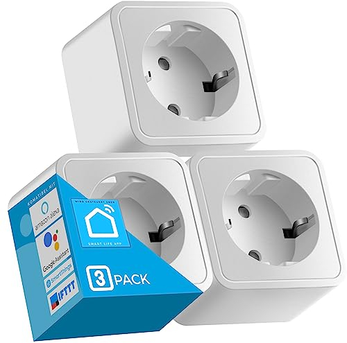 ECHOS Smart WLAN Steckdose 3er Pack | App-gesteuert | Sprachsteuerung mit Alexa und Google Home | Smart Home | WIFI