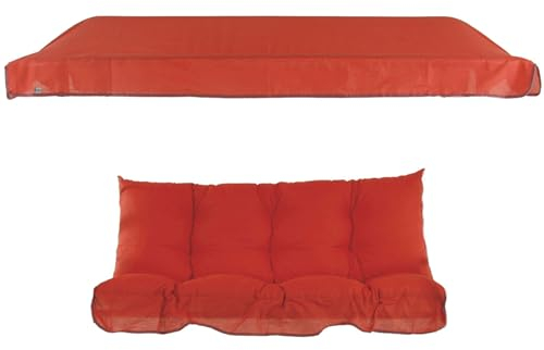 PATIO Hollywoodschaukel Auflage 2 Sitzer Luna/Kate Bankauflage 130x46 cm mit Sonnendach gesteppt mit Volant rot