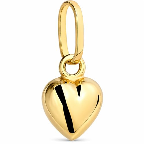Rodium - 585 Gold Anhänger - Damenschmuck - Herzförmiger Anhänger aus 14 Karat Gelbgold für stilvolle Eleganz und zeitloses Design