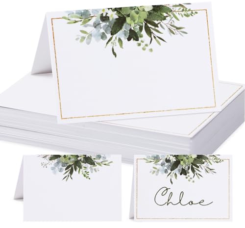 50pz Segnaposto Matrimonio Prima Comunione Battesimo Cresima Bambini Compleanno Laurea, Cartellini Segnaposto Tavolo Foglia Verde, Cartoncino Bigliettini Decorazione Feste (A)