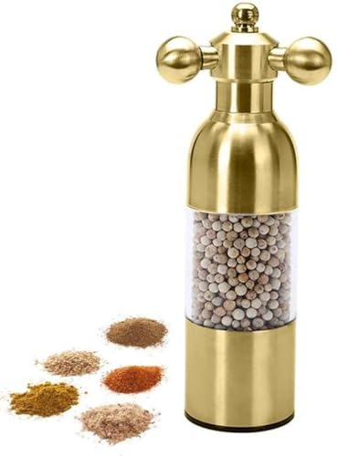 LYXLBX Edelstahl Pfeffermühle Pfeffermühle Wasserhahn schwarz Pfeffermühle Pfeffer- und Salzmühlen-Set,Gold-S
