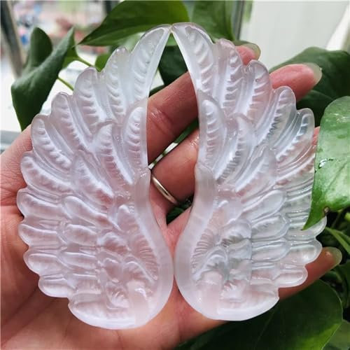 AtkitS Coppia di Ali di Cristal di Selenite Bianca Naturale a Forma di Ala d'Angelo con Incisione in Ardesia, Regalo for Decorazioni for la casa Home Decor(5-6cm)