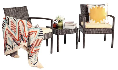 HTI living Terrassenmöbel Braun/Beige Santadi Balkonmöbel Sitzgruppe